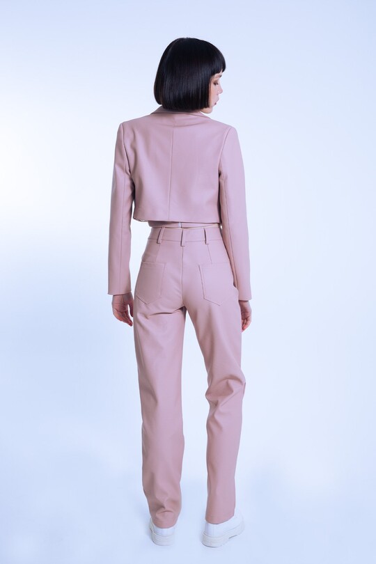 Pink Short Leather Jacket - 4