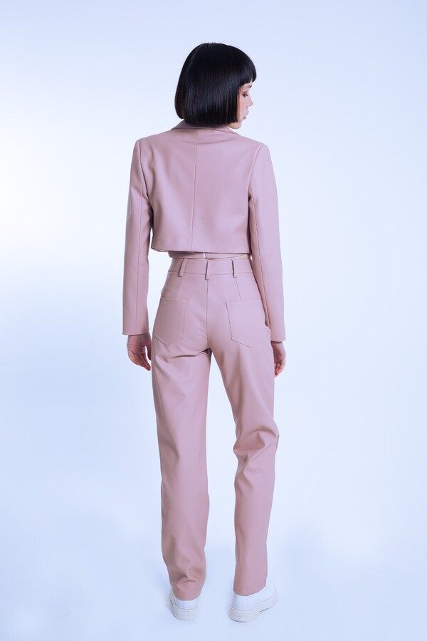Pink Short Leather Jacket - 4