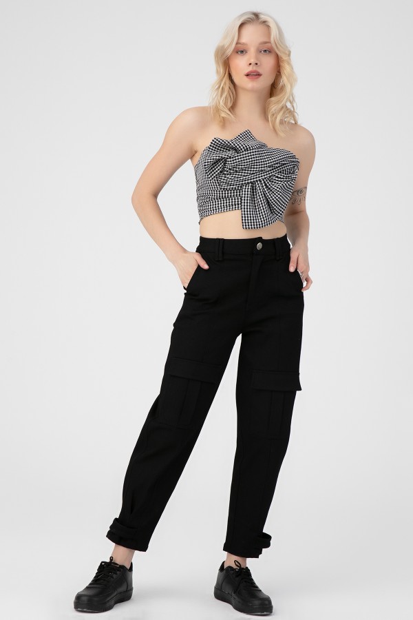 RIBBON DETAILED FRONT WITH TIRE BACK HANDLE CROP - 2