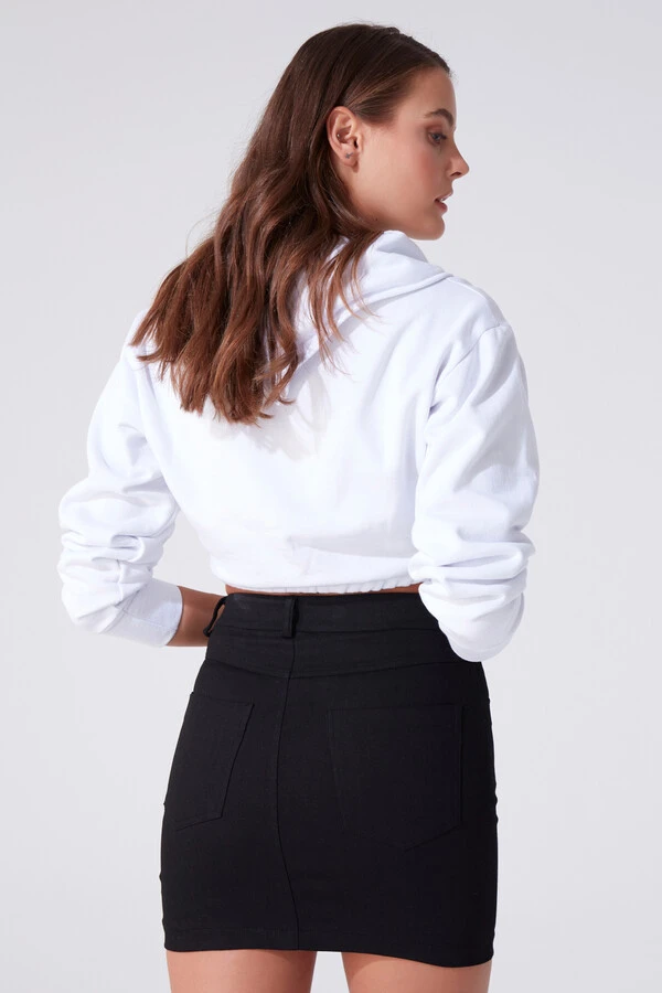 BLACK ROPE DETAILED MINI DENIM SKIRT - 3