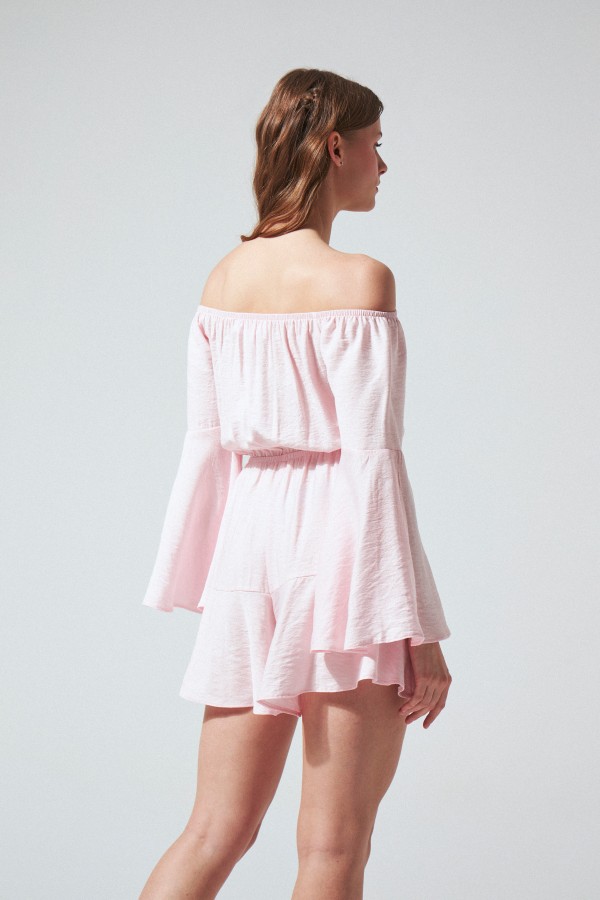 Rosa Jumpsuit mit gebundenem Brustbereich und elastischem Bund - 3