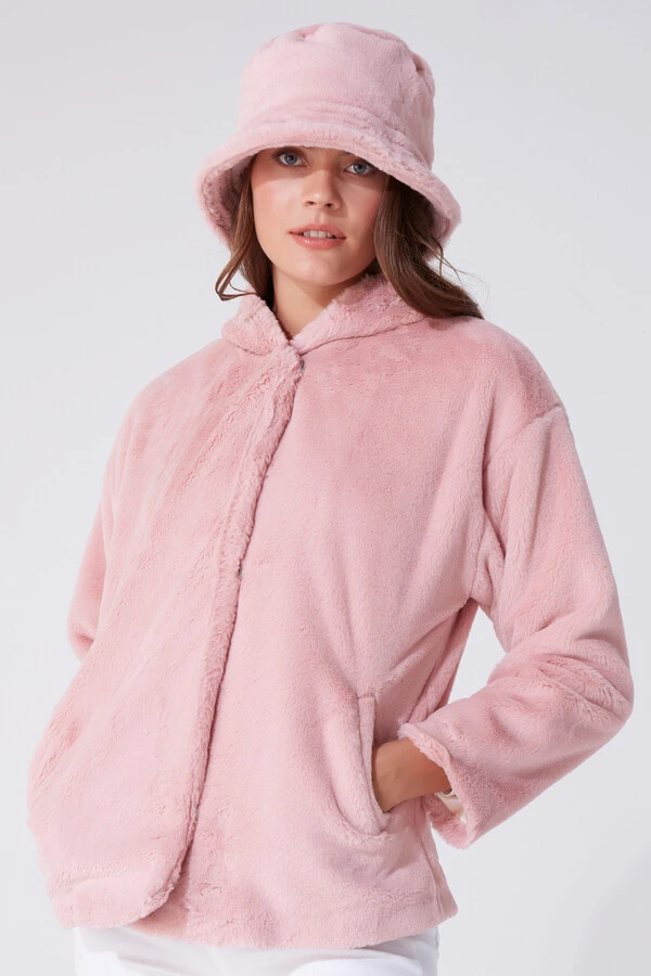 Rosa Plüschjacke - 3