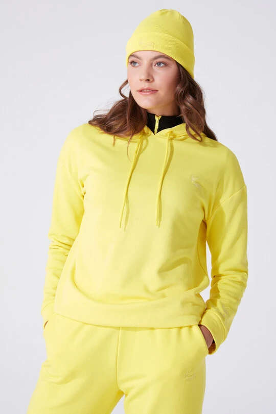 SARI KAPÜŞONLU SALAŞ KESİM SWEATSHİRT - 2