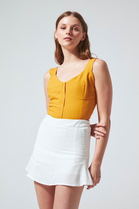 SENF V-FÖRMIGES V-FÖRMIGES BUSTIER MIT DICKEM RIEMEN - BERFUĞ KIRAN