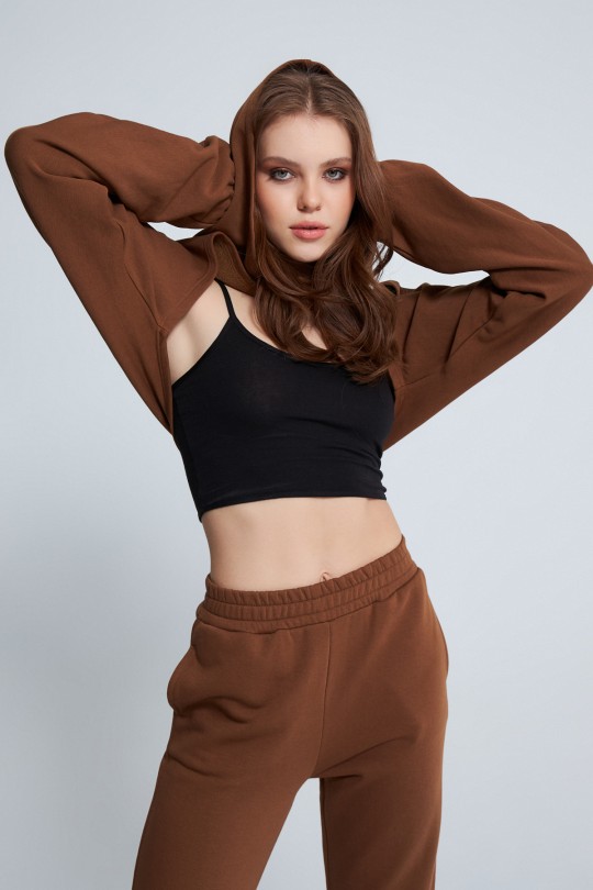 SHORT CROP BROWN WITH OPEN FRONT CAP - BERFUĞ KIRAN