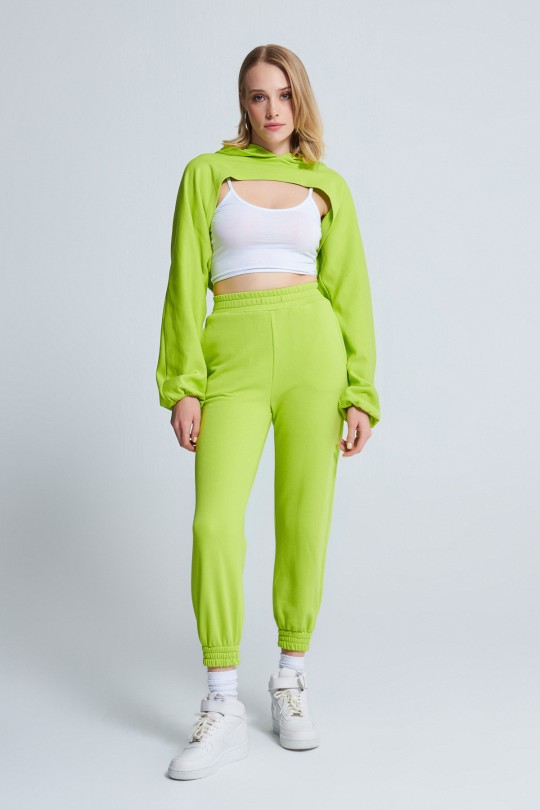  SHORT CROP LIME WITH OPEN FRONT CAP - BERFUĞ KIRAN