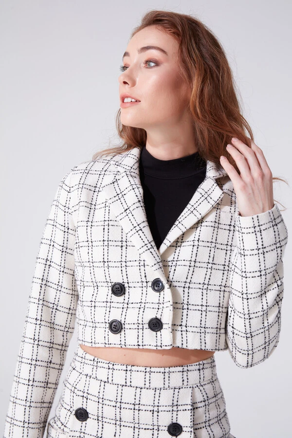 WHİTE SHORT JACKET WITH BREAKER COLLAR - 2