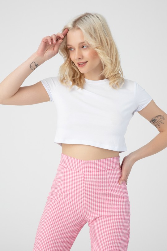 SHORT SLEEVE CROP- WHİTE - BERFUĞ KIRAN