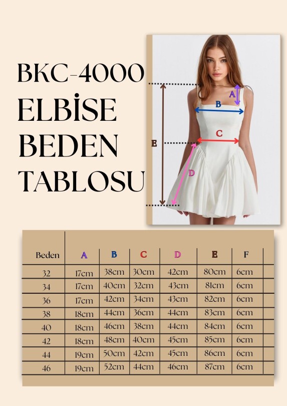 BEYAZ SIRT DEKOLTELİ KURDELE DETAYLI MİNİ ELBİSE - 6