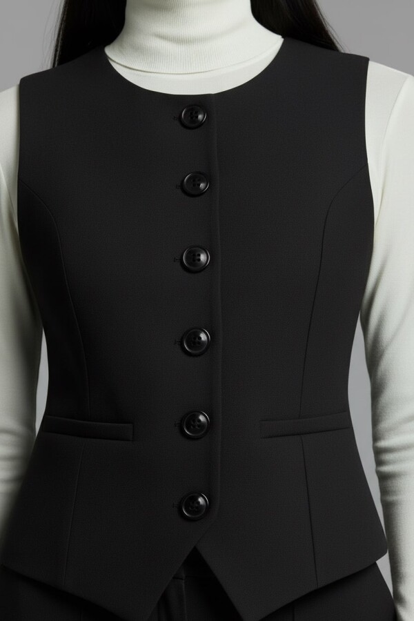 SİYAH BİSİKLET YAKA YELEK - 2