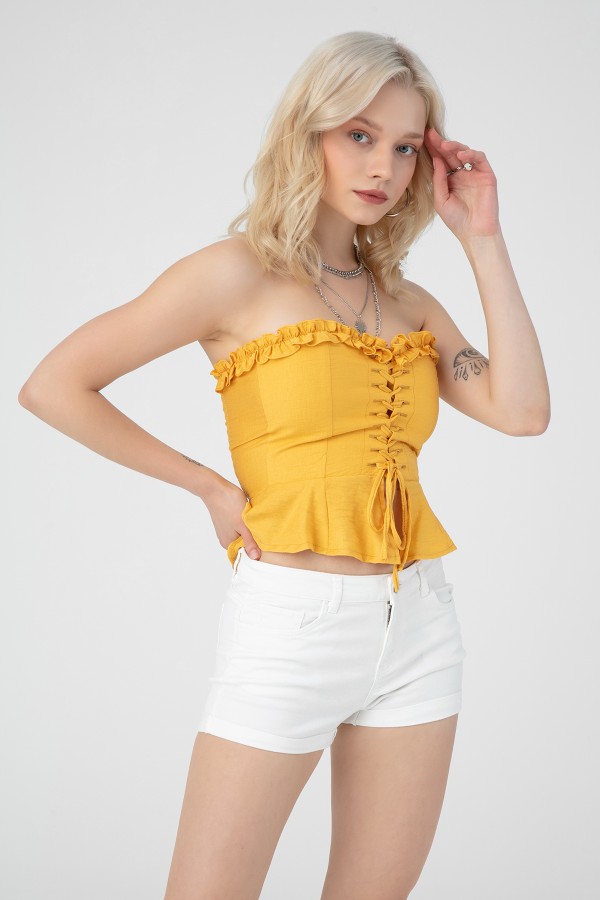 TIRED BACK FRONT LINING BUSTIER MUSTARD - 1