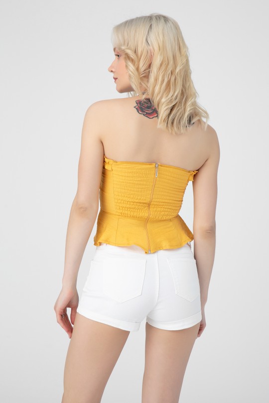 TIRED BACK FRONT LINING BUSTIER MUSTARD - 3