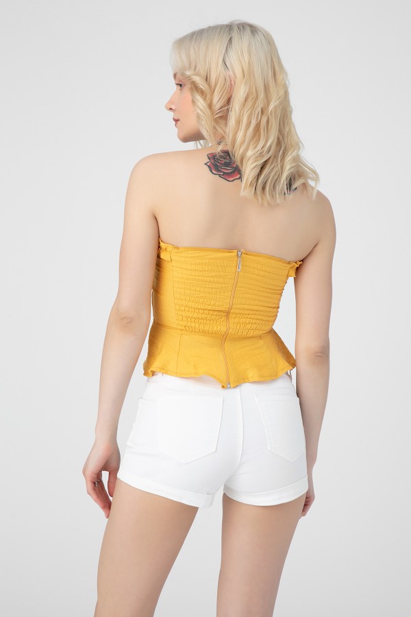 TIRED BACK FRONT LINING BUSTIER MUSTARD - 3