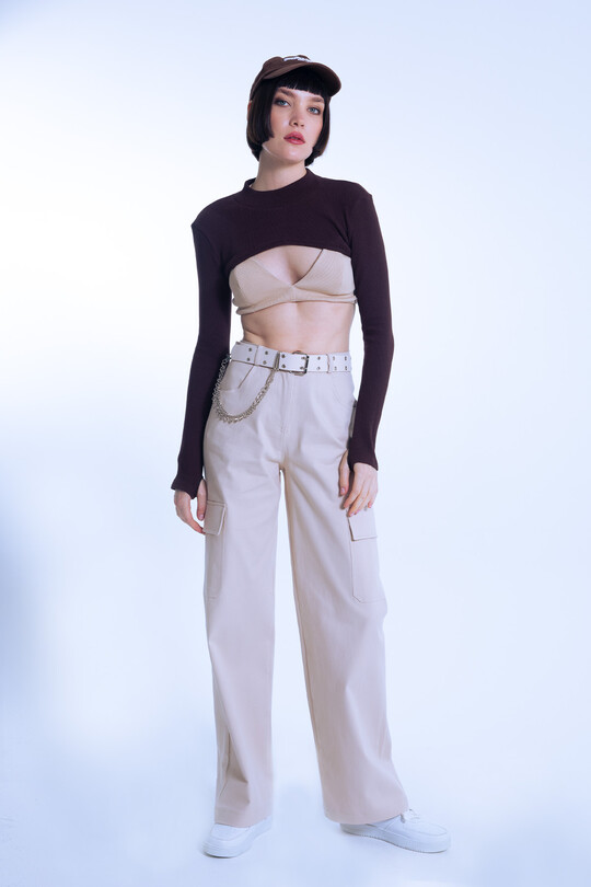 Vizon High Waist Wide Leg Cargo Pants 