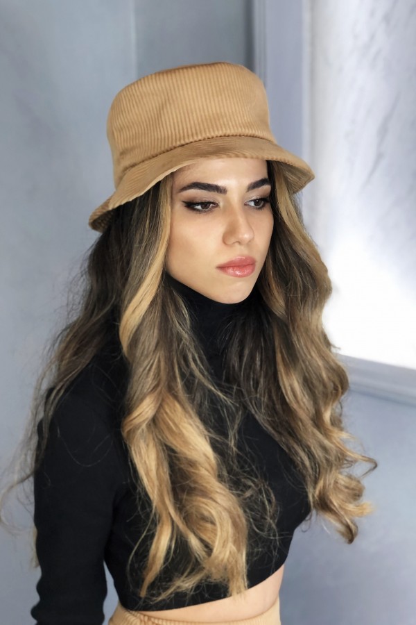 VİZON  KADİFE BUCKET ŞAPKA