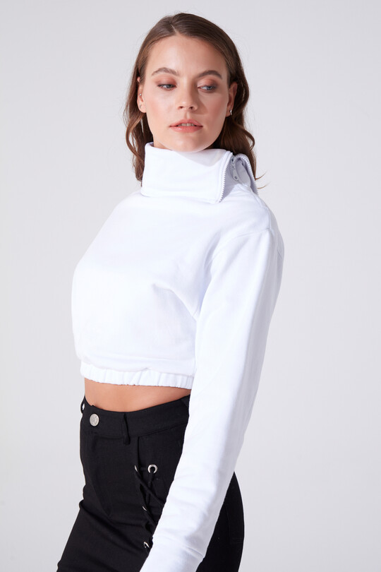 HOHER KRAGEN SWEAT MIT ZIPPER KRAGEN MIT ELICKER TAILLE - BERFUĞ KIRAN (1)