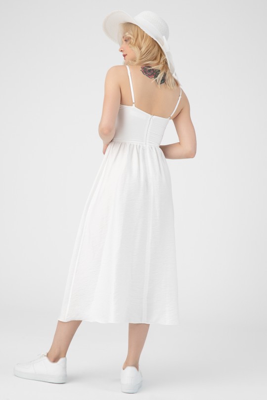 Weißes trägerloses Midi-Kleid - 4