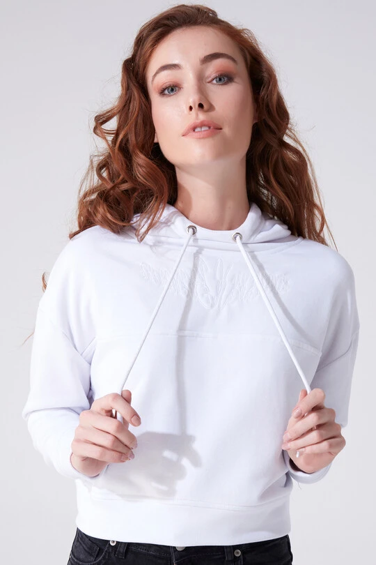 WHITE HOODED CROP SWEATSHIRT - BERFUĞ KIRAN (1)